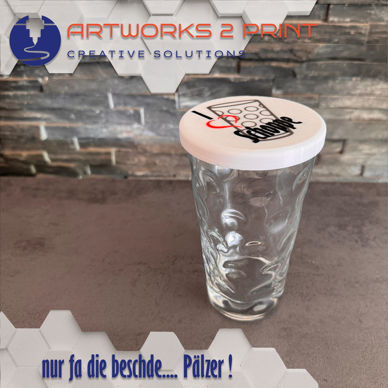 Dubbeglas Deckel 0,5l & 0,25l Personalisierbar Pfalz Geschenk Schutz gegen Insekten und KO Tropfen fürs Weinfest Straßenfest oder die Party