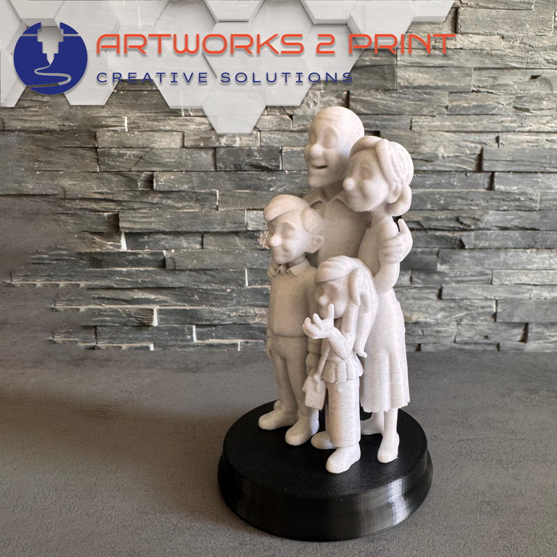 3D-gedruckte Cartoon-Figur im Maßstab 1:10 aus deinem Foto