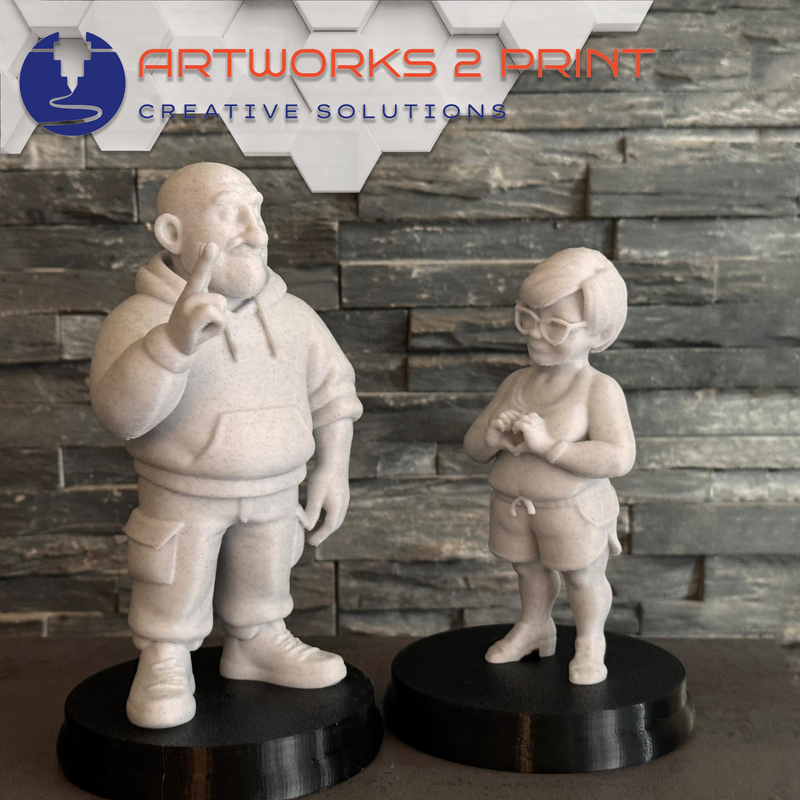 Personalisierte Mini-Me-Figur aus Foto im Marmor-Look auf Sockel
