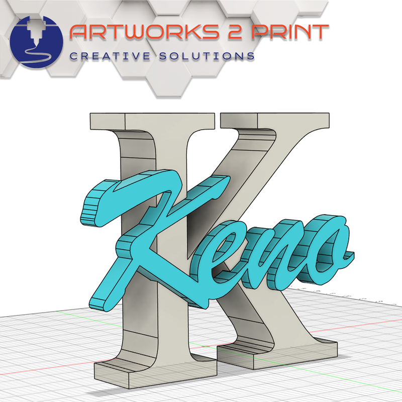 3D gedrucktes Namensschild mit Monogramm – personalisiertes Türschild oder Deko aus PLA, handschriftliche Optik