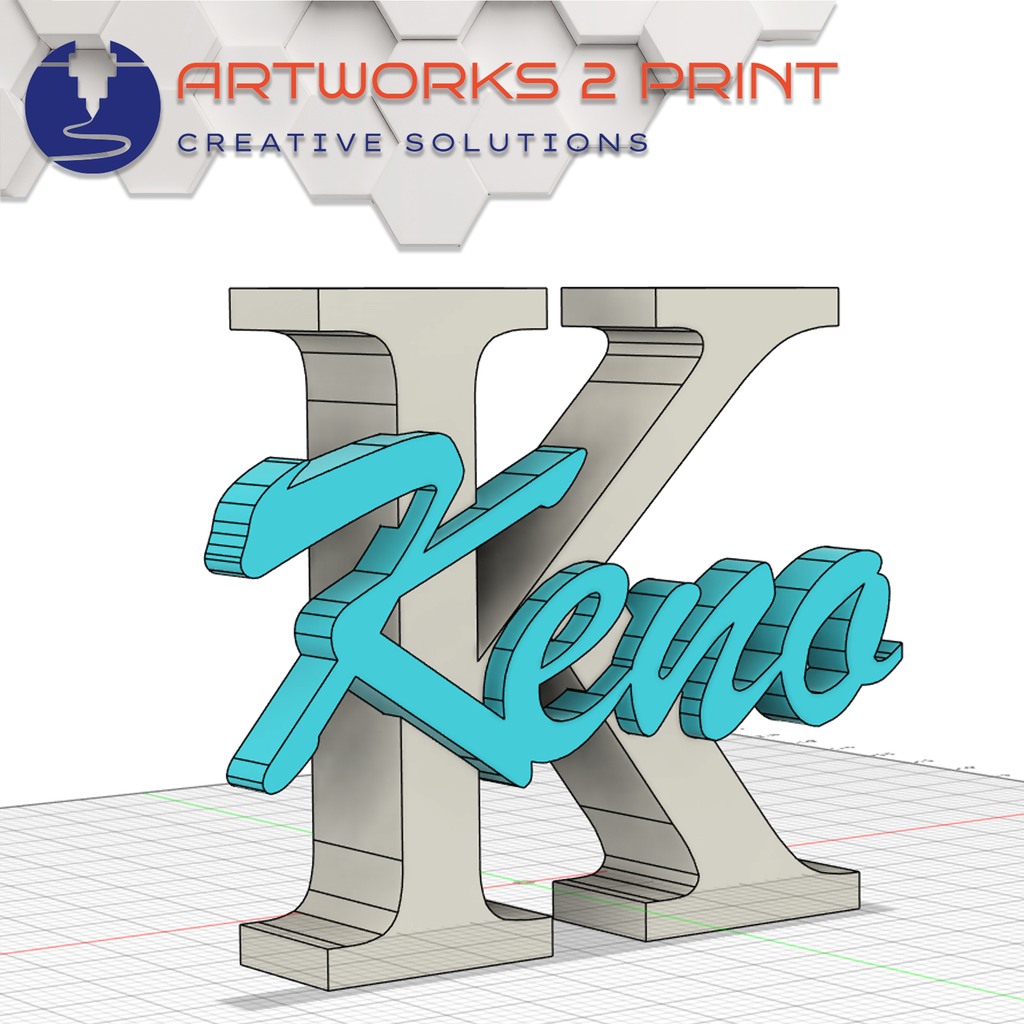 3D gedrucktes Namensschild mit Monogramm – personalisiertes Türschild oder Deko aus PLA, handschriftliche Optik