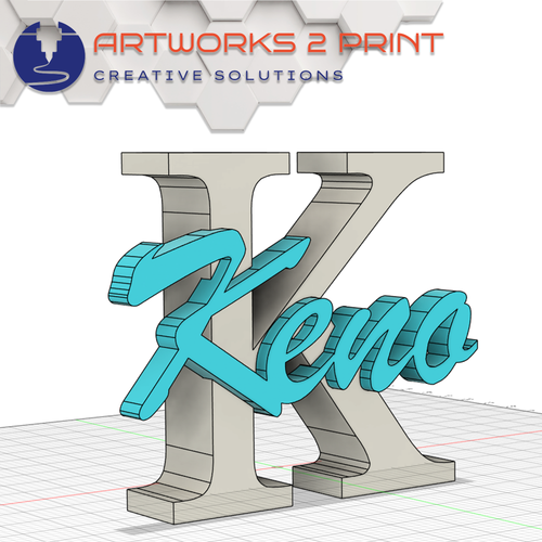 3D gedrucktes Namensschild mit Monogramm – personalisiertes Türschild oder Deko aus PLA, handschriftliche Optik