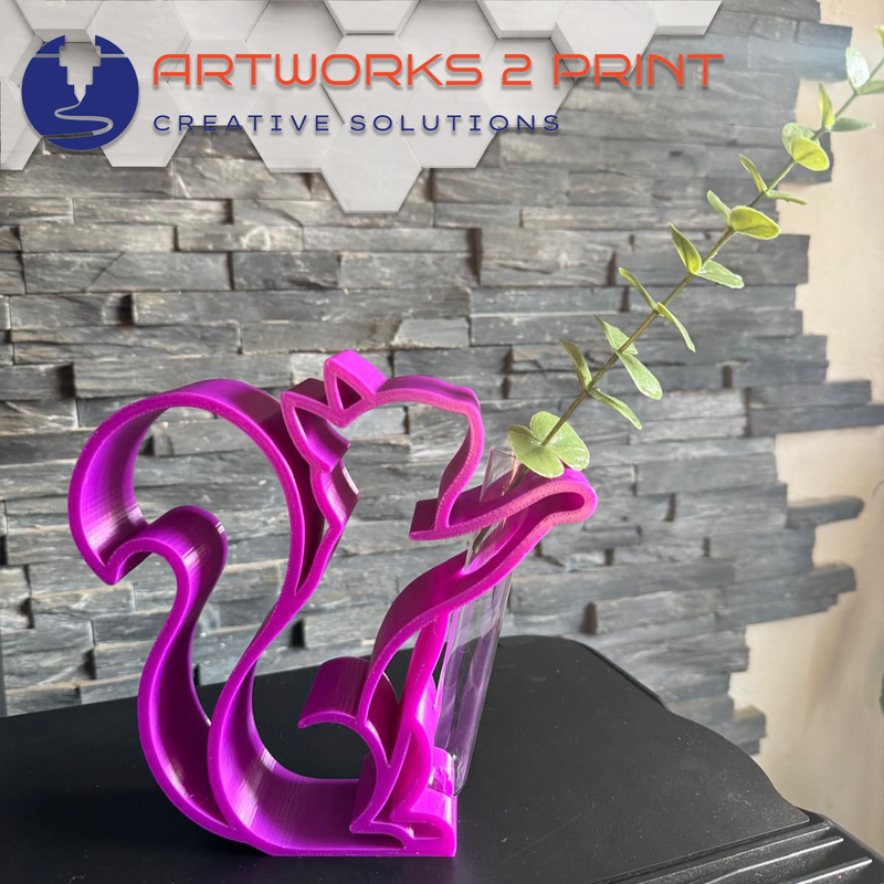 FlowerBuddy – 3D-gedruckte Blumenvase Figur mit Reagenzglas | artworks2print