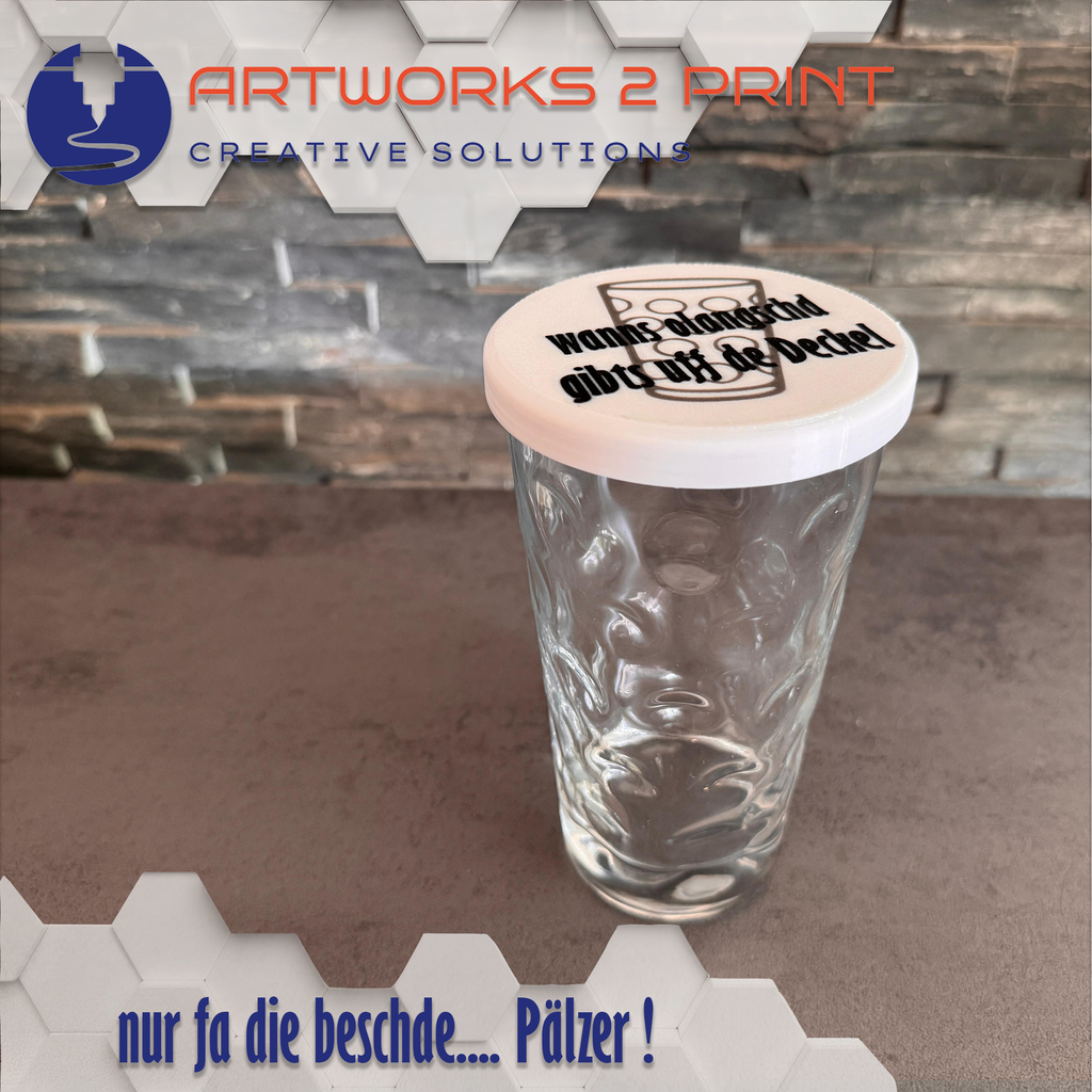 Dubbeglas Deckel 0,5l & 0,25l Personalisierbar Pfalz Geschenk Schutz gegen Insekten und KO Tropfen fürs Weinfest Straßenfest oder die Party